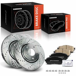 6 Pcs Front Drilled Brake Rotors & Ceramic Brake Pads for Mazda 6 2019-2021