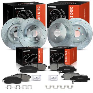 12 Pcs Front & Rear Drilled Brake Rotors & Ceramic Brake Pads for Nissan Altima 02-06