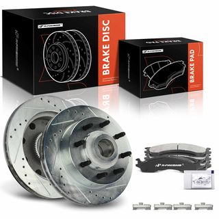 6 Pcs Front Drilled Brake Rotors & Ceramic Brake Pads for Dodge B2500 B3500