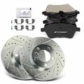 6 Pcs Front Drilled Brake Rotors & Ceramic Brake Pads for 2014 Mini Cooper Paceman