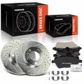 6 Pcs Front Drilled Brake Rotors & Ceramic Brake Pads for 2014 Mini Cooper Paceman