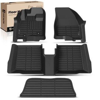 5 Pcs Front & Rear Black TPE textured Floor Mats Liners for Ford Explorer 16-19 6 Passenger