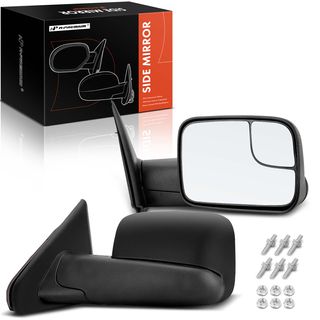2 Pcs Driver & Passenger Textured Black Manual Folding Mirror Assembly for Dodge Ram