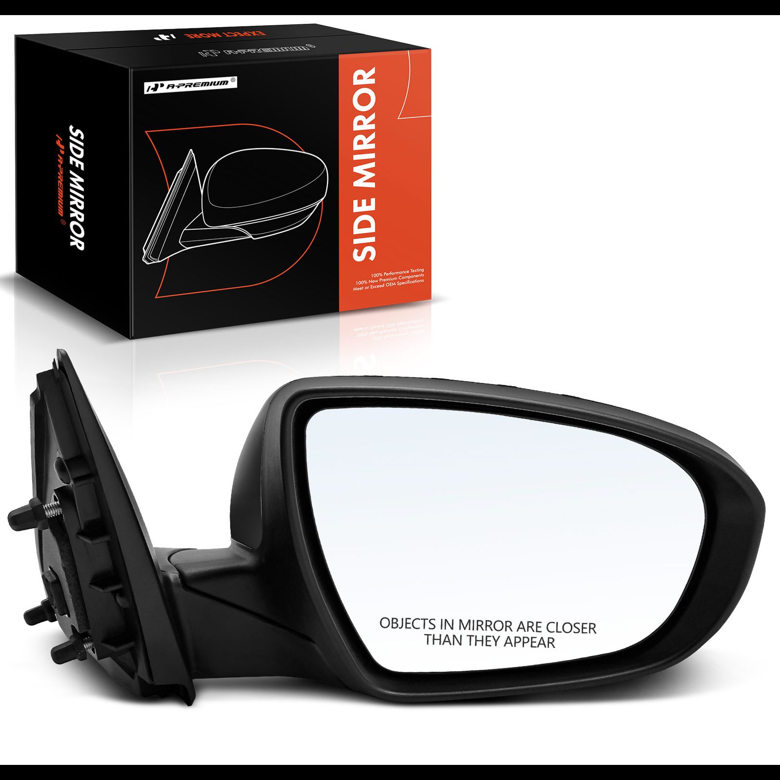 Passenger Black Manual Folding Mirror Assembly for 2011 Kia Optima