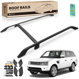Black Aluminum Alloy & Nylon Roof Rack Side Rails for Land Rover Freelander LR2