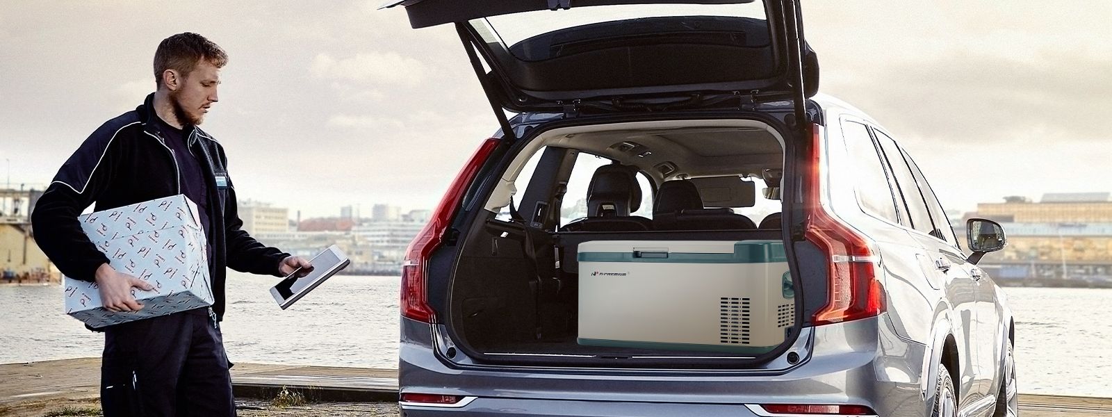 Using car fridges outside.