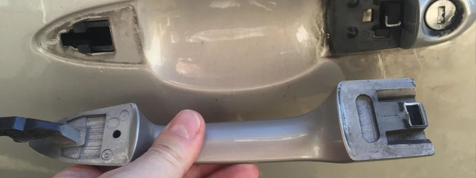 The outside door is broken.