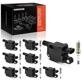 8 Pcs Ignition Coil & IRIDIUM Spark Plug Kits for Chevy Silverado 1500 Cadillac