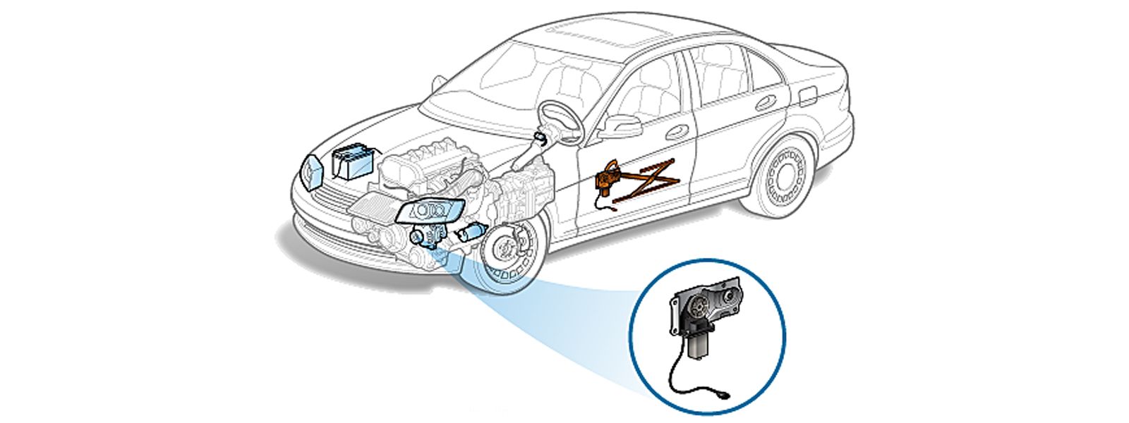 the location of a window motor