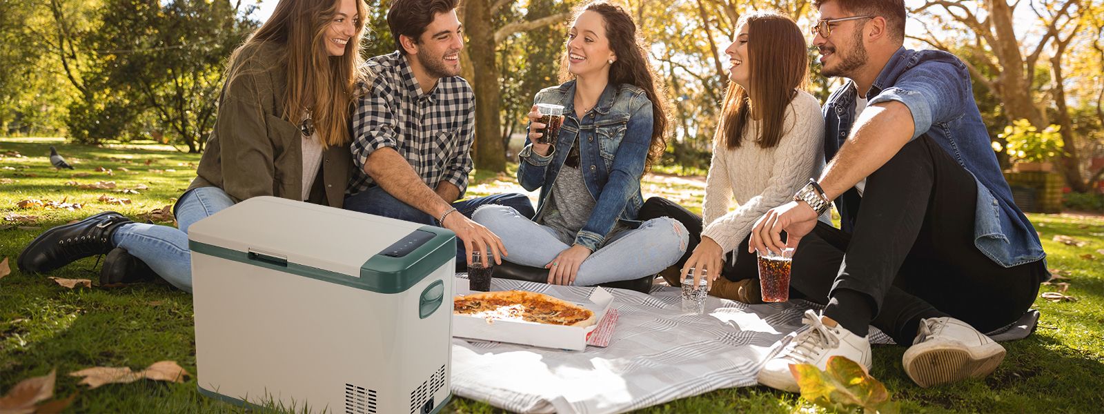 Compact and portable design of A-Premium portable car fridge.