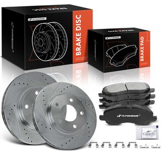 6 Pcs Front Drilled Brake Rotors & Ceramic Brake Pads for Dodge Caliber 07-12