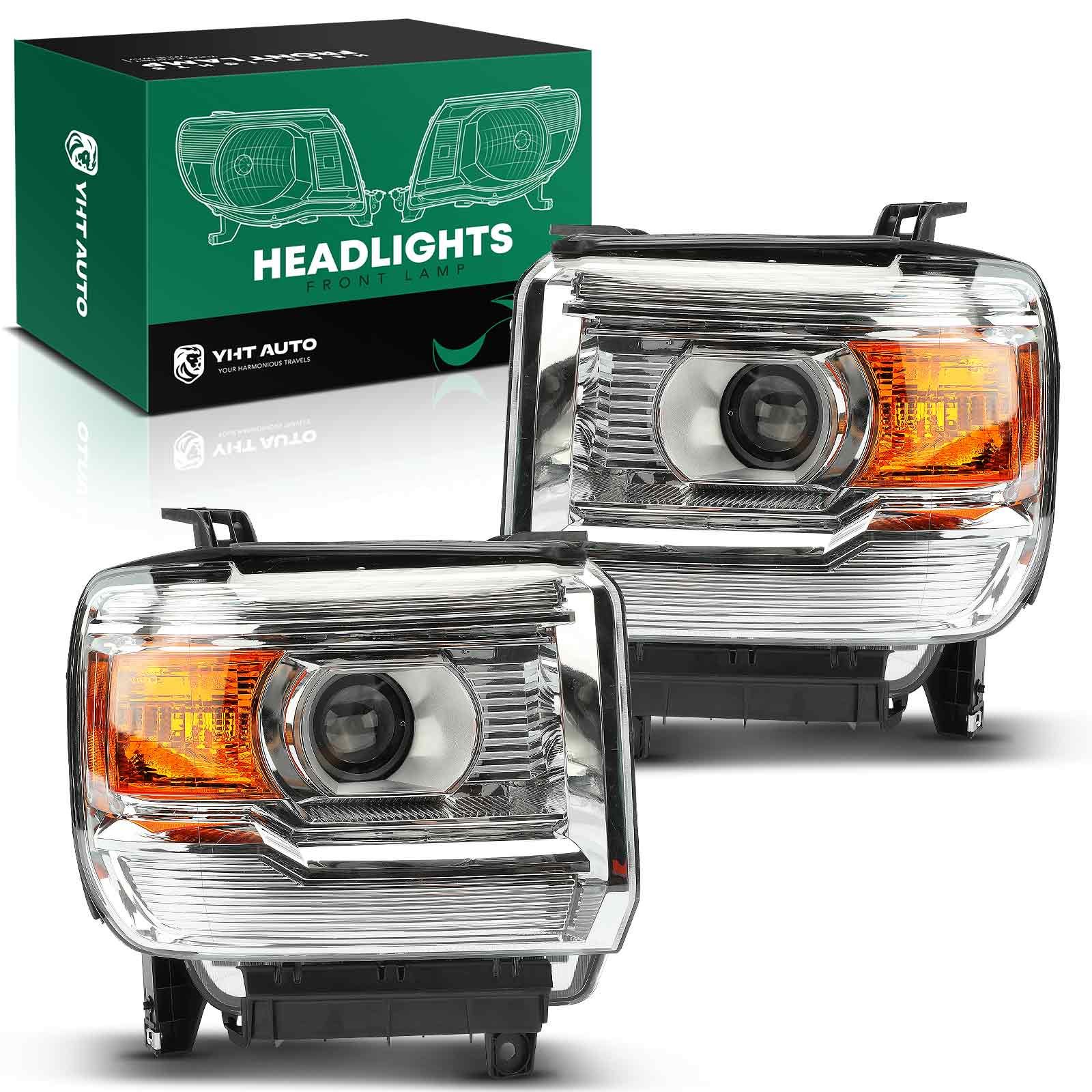 Front Halogen Headlight Lamp Assembly HIR2 9012 for 2014-2015 GMC Sierra 1500