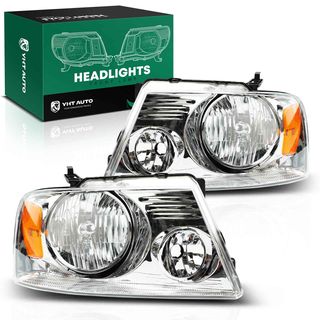 Front Halogen Headlights Assembly H13 9008 without Bulb for Ford F-150 2004-2008