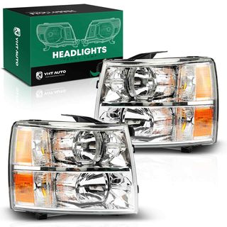 Front Halogen Headlights Assembly H11 HB3 without Bulb for Chevy Silverado 1500 07-13