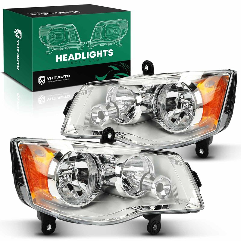 Front Halogen Headlights Assembly H11 without Bulb for 2015 Dodge Grand Caravan