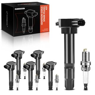 6 Pcs Black Ignition Coil & 6 Pcs IRIDIUM Spark Plug Kit for Mitsubishi Endeavor Galant