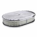 Silver Aluminum 12 x 2 inch Full Finned Oval Engine Air Filter Kit with Flat Base