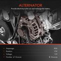 Alternator for Acura CL Honda Accord 1998 1999 2000 2001 2002 2.3L 80A/12V CCW