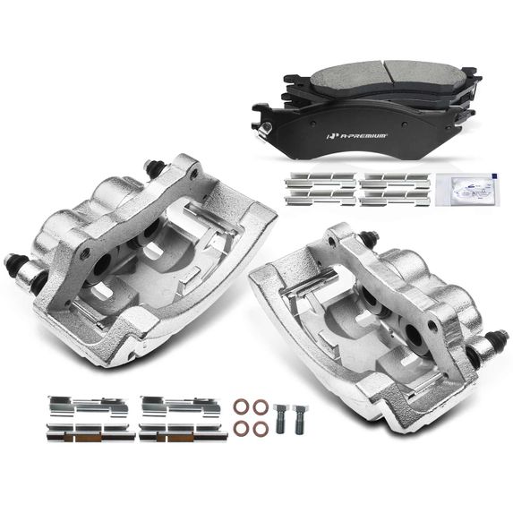 6 Pcs Rear Disc Brake Calipers & Ceramic Pads for Dodge Ram 1500 2500 3500 03-08
