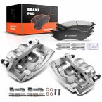 6 Pcs Rear Disc Brake Calipers & Ceramic Pads for Dodge Ram 1500 2500 3500 03-08