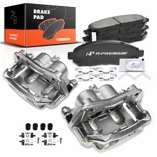 6 Pcs Front Disc Brake Calipers + Ceramic Pads for Nissan Frontier 2005-2019 Suzuki