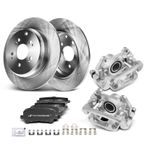 8 Pcs Rear Brake Rotors & Ceramic Brake Pads + Brake Caliper for Acura MDX 07-13