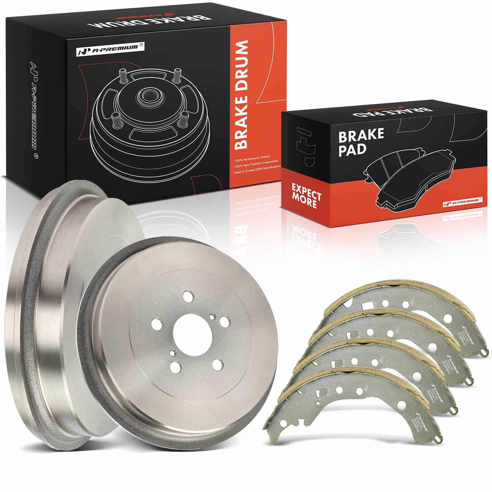 Rear Brake Drums & Ceramic Brake Shoes for Toyota Corolla 2009-2019