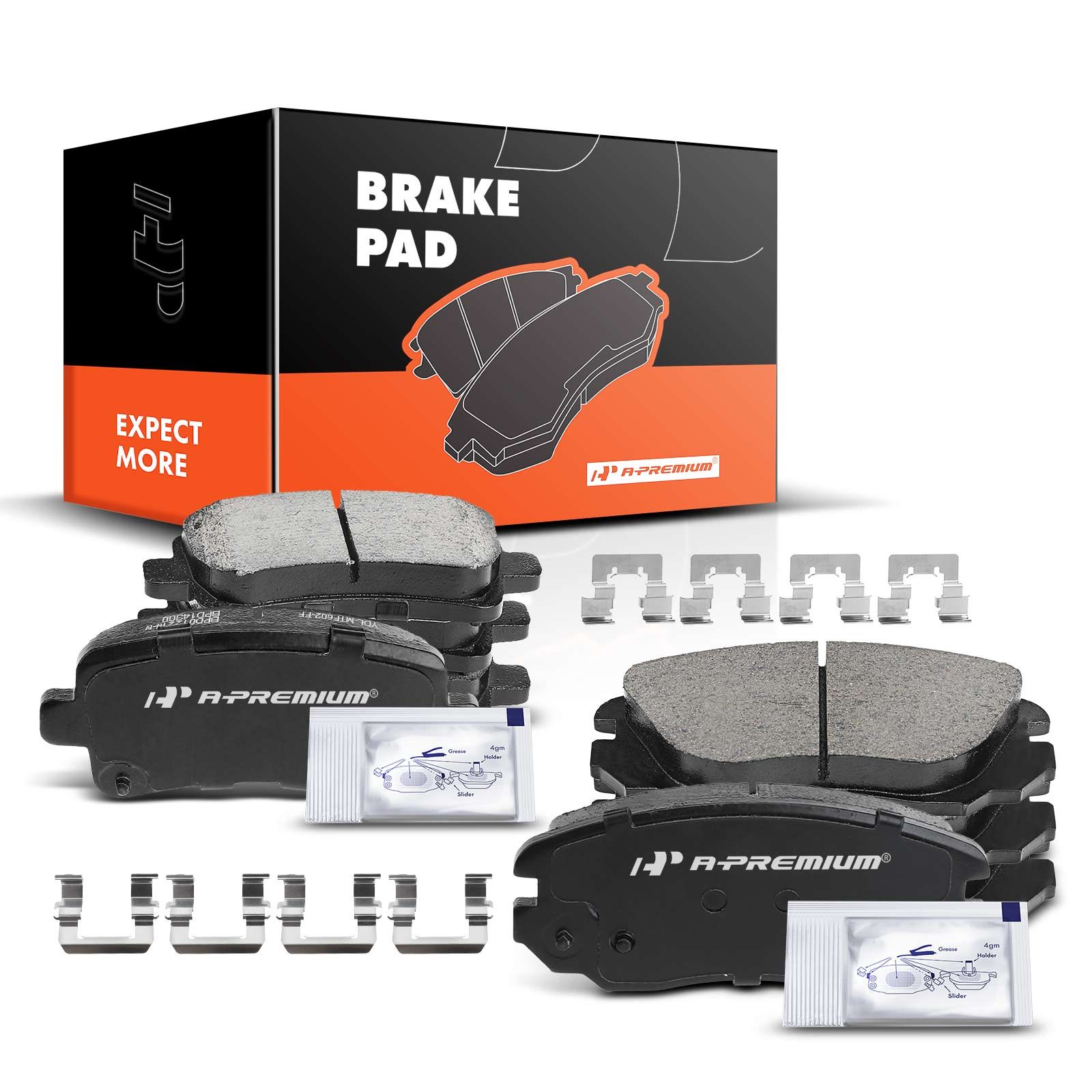 8 Pcs Front & Rear Ceramic Brake Pads with Sensor for 2016 Buick LaCrosse