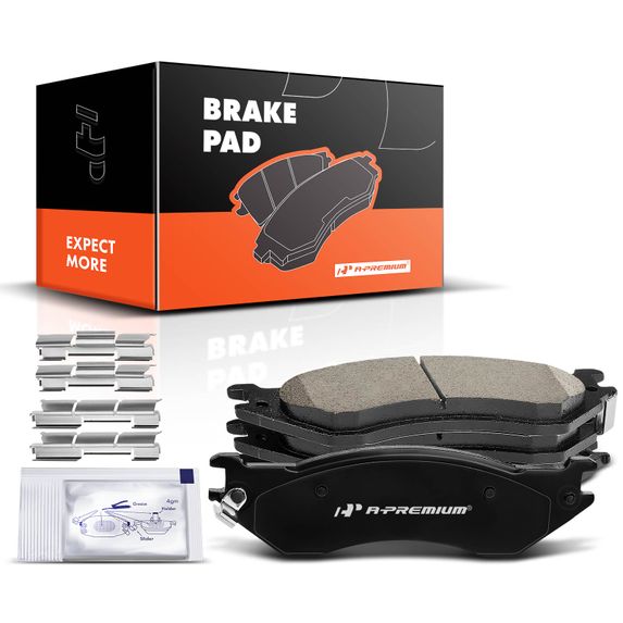 4pcs Rear Driver & Passenger Ceramic Brake Pads with Sensor for Dodge Ram 1500 2006-2008 Ram 2500 Ram 3500 2001-2008