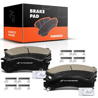 8 Pcs Front & Rear Ceramic Brake Pads with Sensor for Chevrolet GMC Hummer