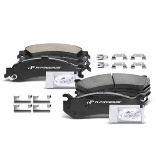 8 Pcs Front & Rear Ceramic Brake Pads with Sensor for Chevrolet GMC Sierra 1500