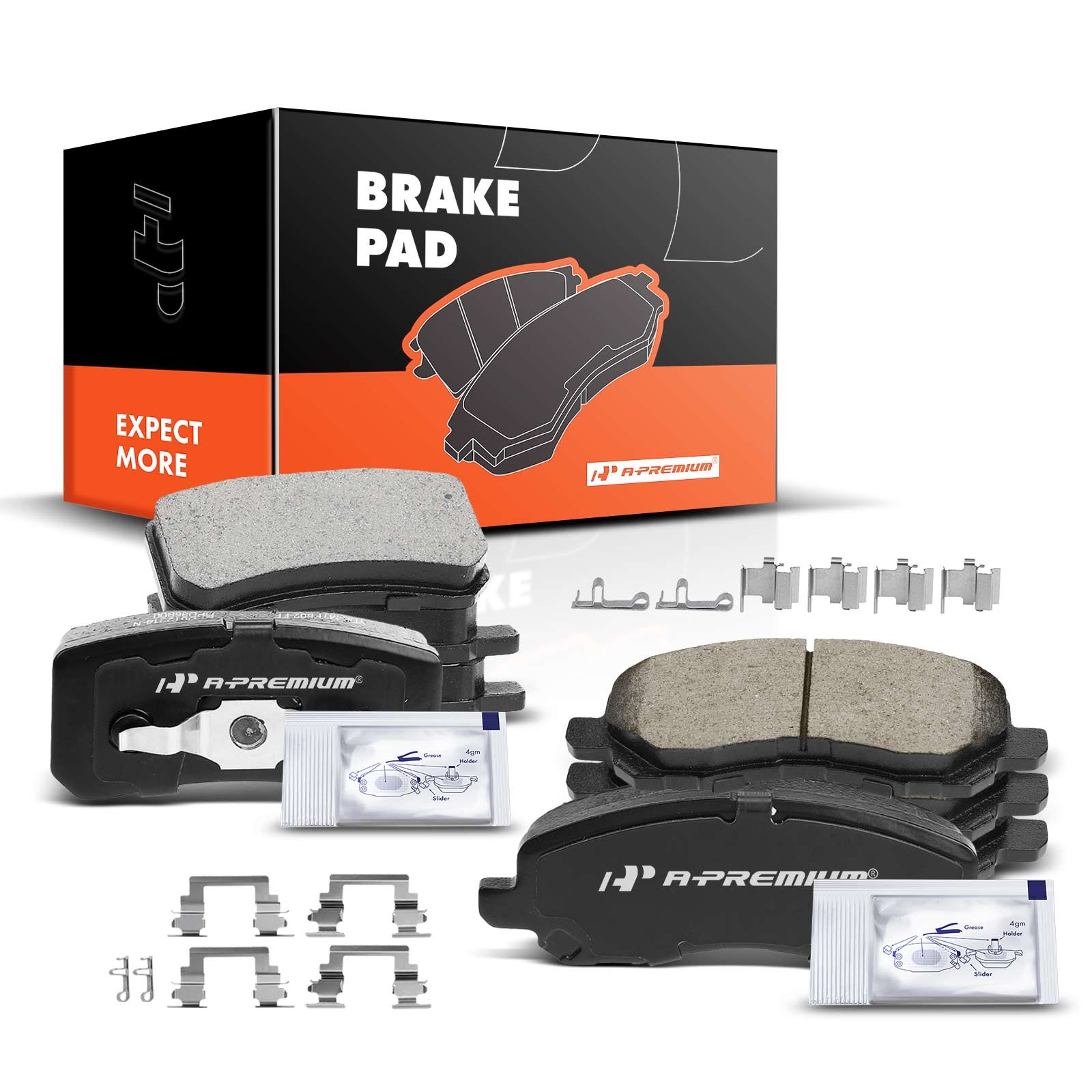 8 Pcs Front & Rear Ceramic Brake Pads for 2017 Jeep Compass