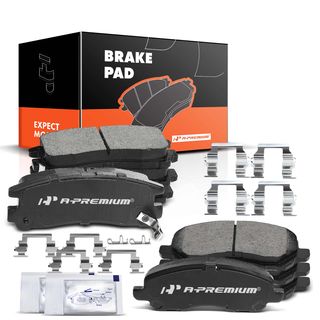 8 Pcs Front & Rear Ceramic Brake Pads with Sensor for Chrysler Dodge Mitsubishi