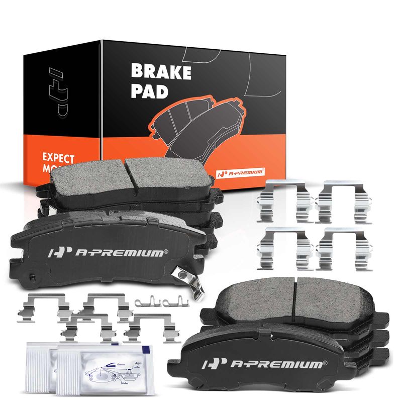 8 Pcs Front & Rear Ceramic Brake Pads with Sensor for 2007 Mitsubishi Galant