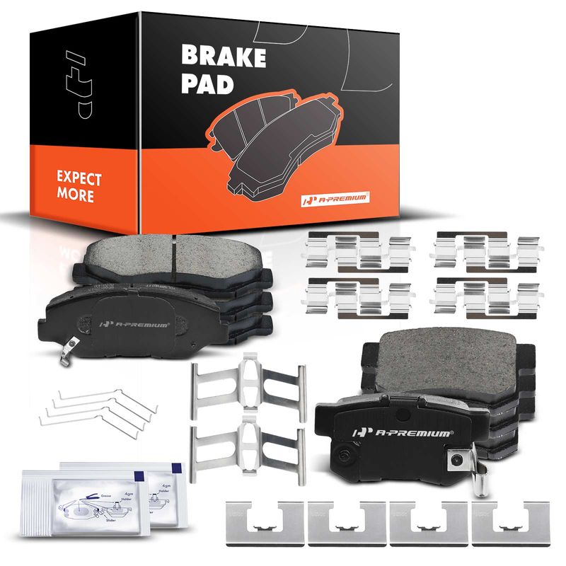 8 Pcs Front & Rear Ceramic Brake Pads with Sensor for Honda CR-V CRV Element