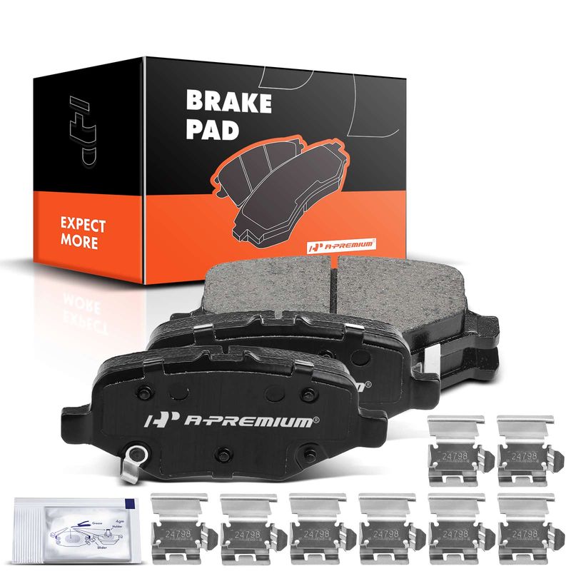 4 Pcs Rear Ceramic Brake Pads with Sensor for 2015 Ford Special Service Police Sedan