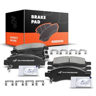 8 Pcs Front & Rear Ceramic Brake Pads with Sensor for Chevrolet GMC Acadia Envoy