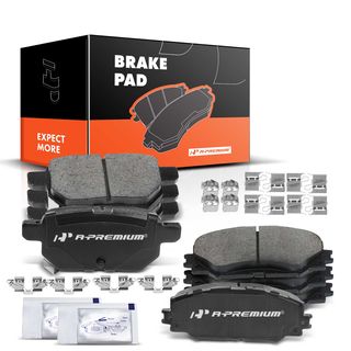 8 Pcs Front & Rear Ceramic Brake Pads with Sensor for Pontiac Vibe Scion Toyota