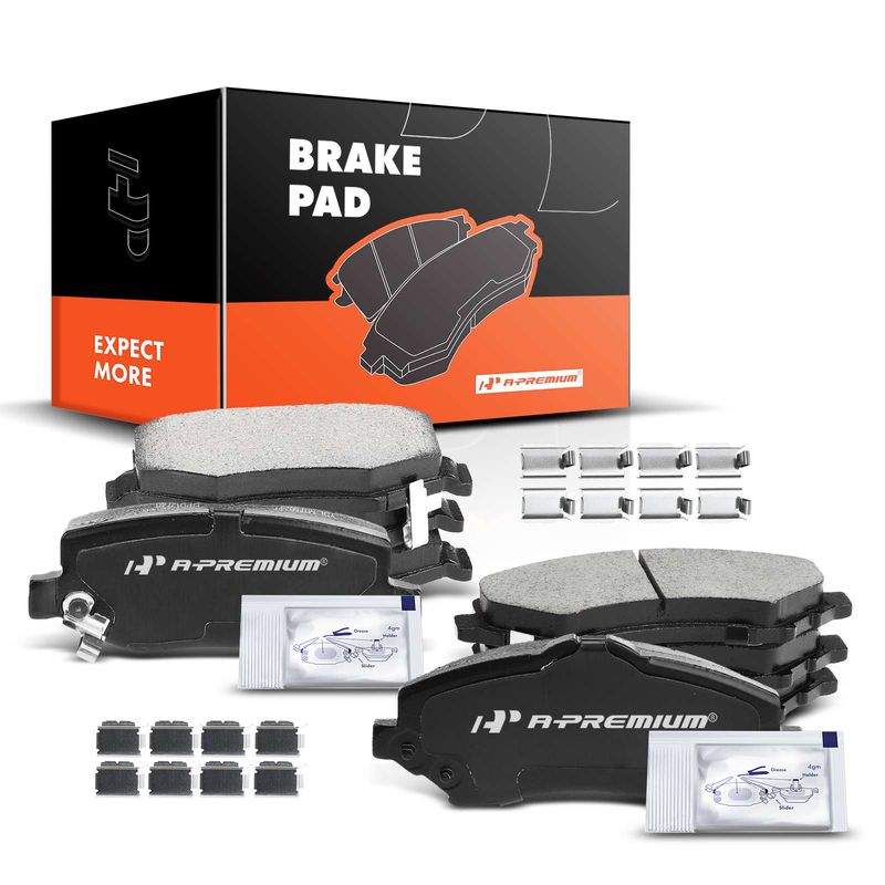 8 Pcs Front & Rear Ceramic Brake Pads with Sensor for Dodge Nitro Jeep Liberty