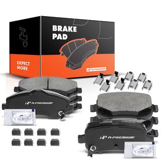 8 Pcs Front & Rear Ceramic Brake Pads with Sensor for Chrysler Town & Country