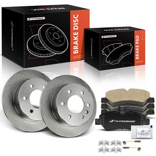 6 Pcs Rear Disc Brake Rotors & Ceramic Brake Pads for Dodge Freightliner