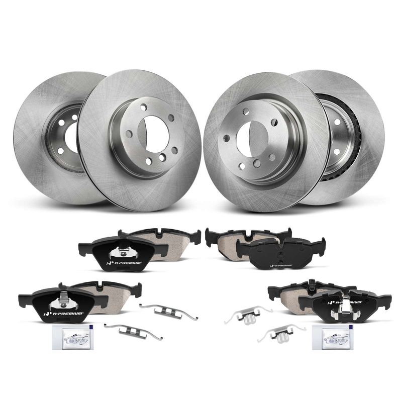 Front & Rear Disc Brake Rotors & Ceramic Brake Pads for BMW 323i E90