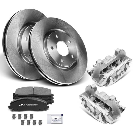 8 Pcs Front Disc Brake Rotor & Brake Pads + Brake Caliper for Dodge Journey 12-19