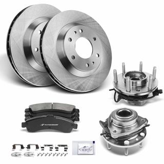 8 Pcs Front Brake Rotors & Pads + Hub Bearing for Chevy Trailblazer GMC Envoy Buick