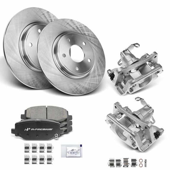 8 Pcs Rear Disc Brake Rotor & Pads + Brake Caliper for Dodge Grand Caravan Ram C/V