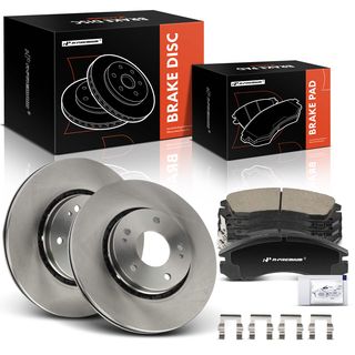 6 Pcs Front Disc Brake Rotors & Ceramic Brake Pads for Mitsubishi Lancer 09-15