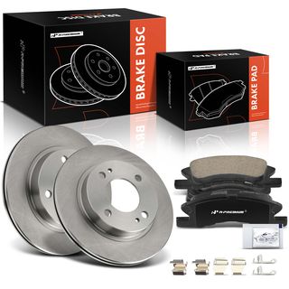 6 Pcs Front Disc Brake Rotors & Ceramic Brake Pads for Mitsubishi Mirage 14-15