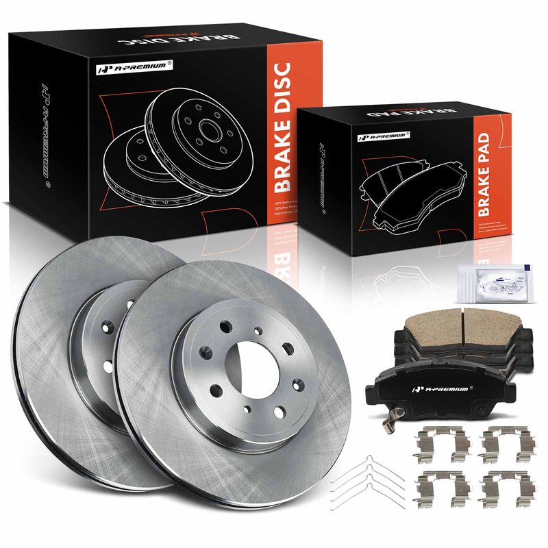 6 Pcs Front Disc Brake Rotors & Ceramic Brake Pads for 2018 Honda Fit