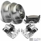 8 Pcs Rear Disc Brake Rotor & Pad + Brake Caliper for Dodge Dakota 2003-2004