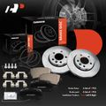 6 Pcs Rear Disc Brake Rotors & Ceramic Brake Pads for 2015 Volkswagen Transporter